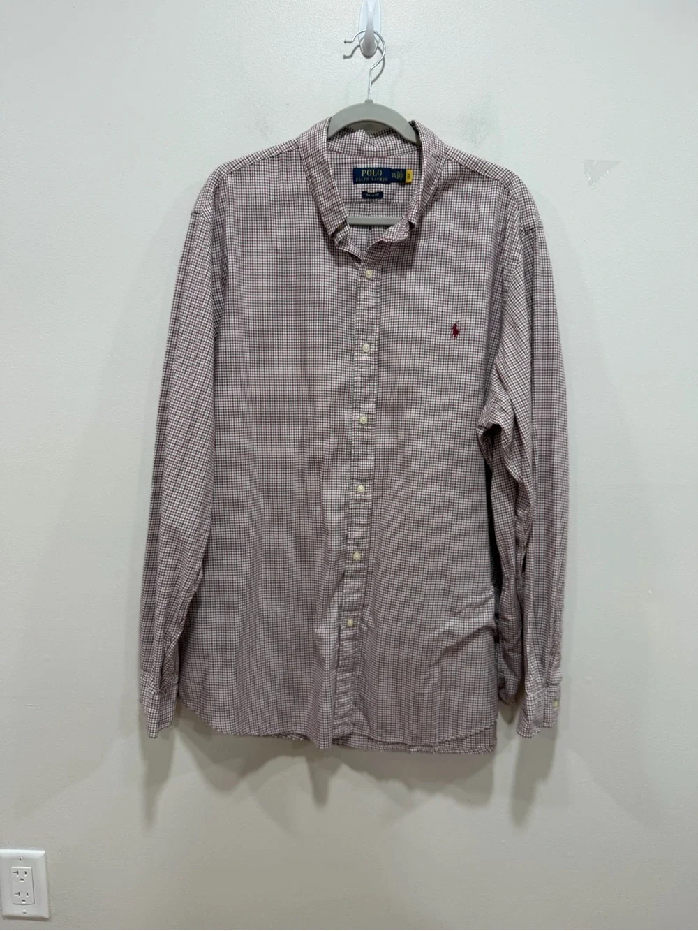 Polo Ralph Lauren Classic Fit Button Down Shirt Red White Check Cotton XXL